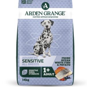 Arden Grange teraviljavaba täissööt igas suuruses täiskasvanud  koertele valge kalaga